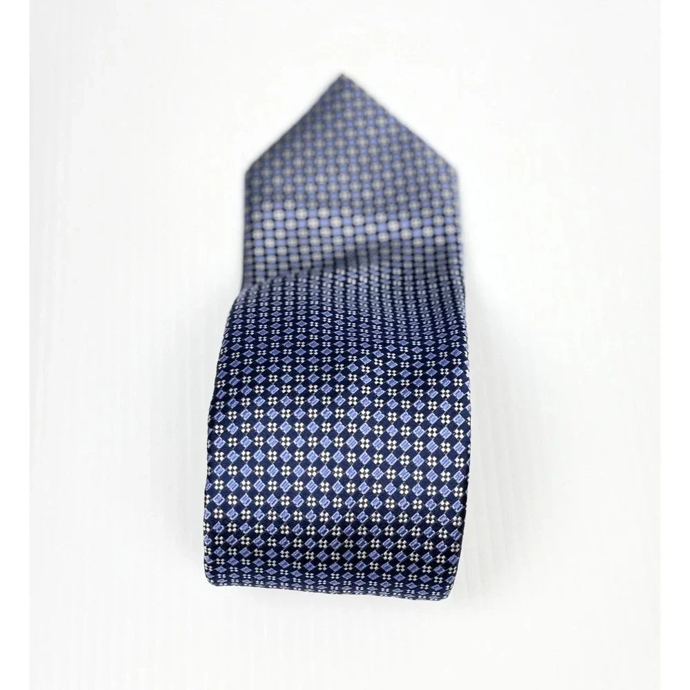 Nordstrom Blue Geometric Pattern Silk Tie Classic Necktie - Picture 5 of 5